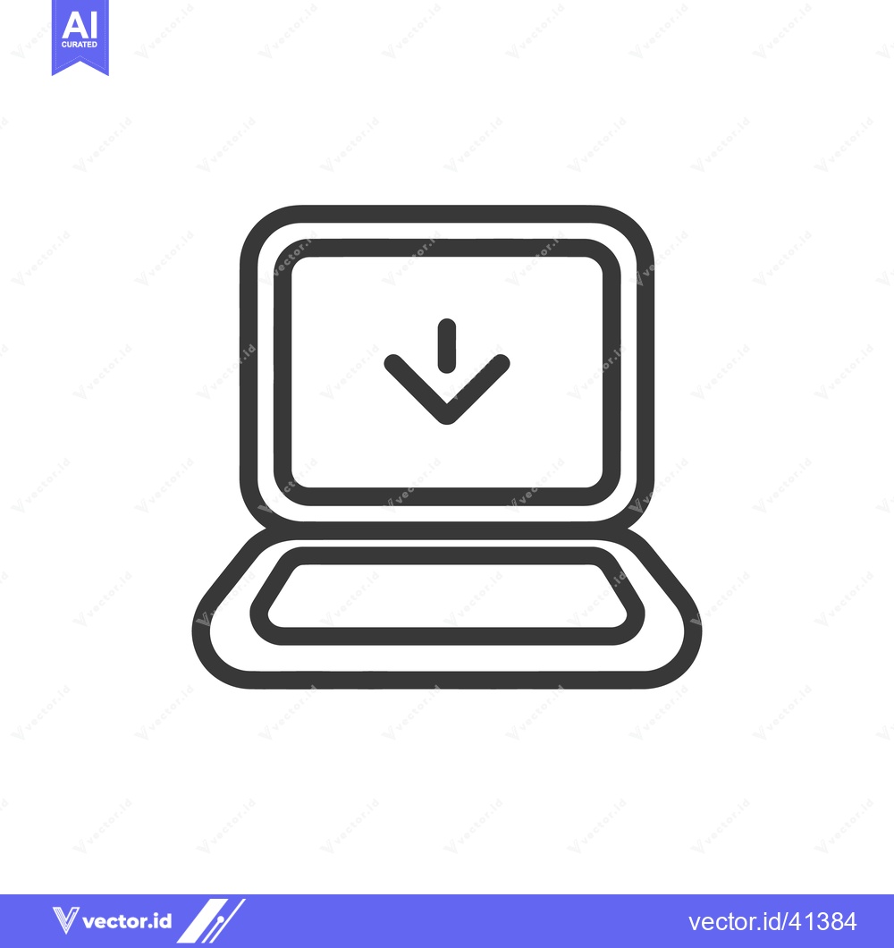 Premium Vector dari Minimalist Laptop Icon with Download Arrow, Clean Design