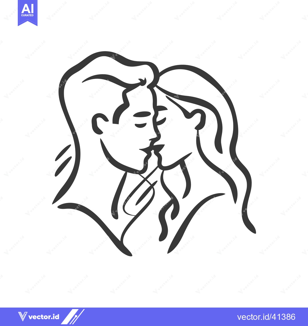 Premium Vector dari Two people touching lips in an intimate and loving embrace