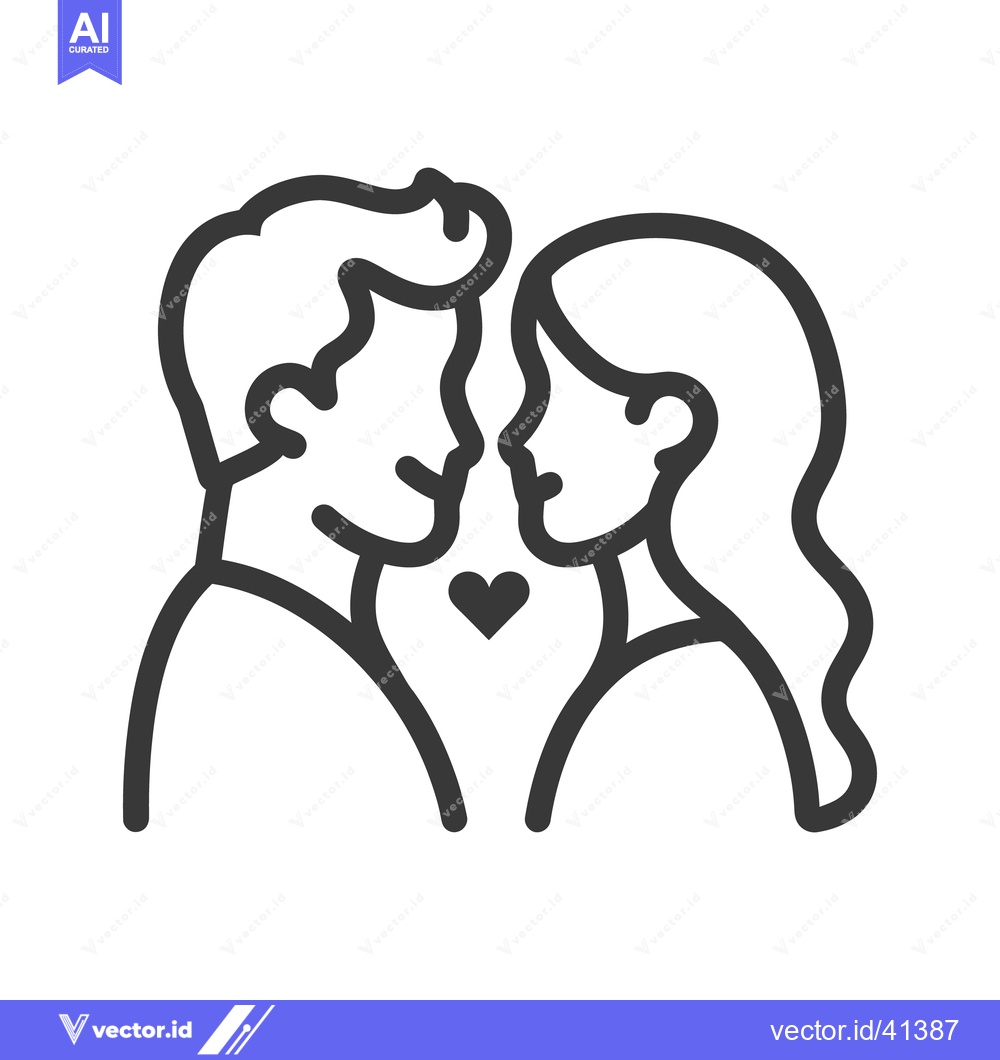 Premium Vector of A loving couple facing each other with a heart between them