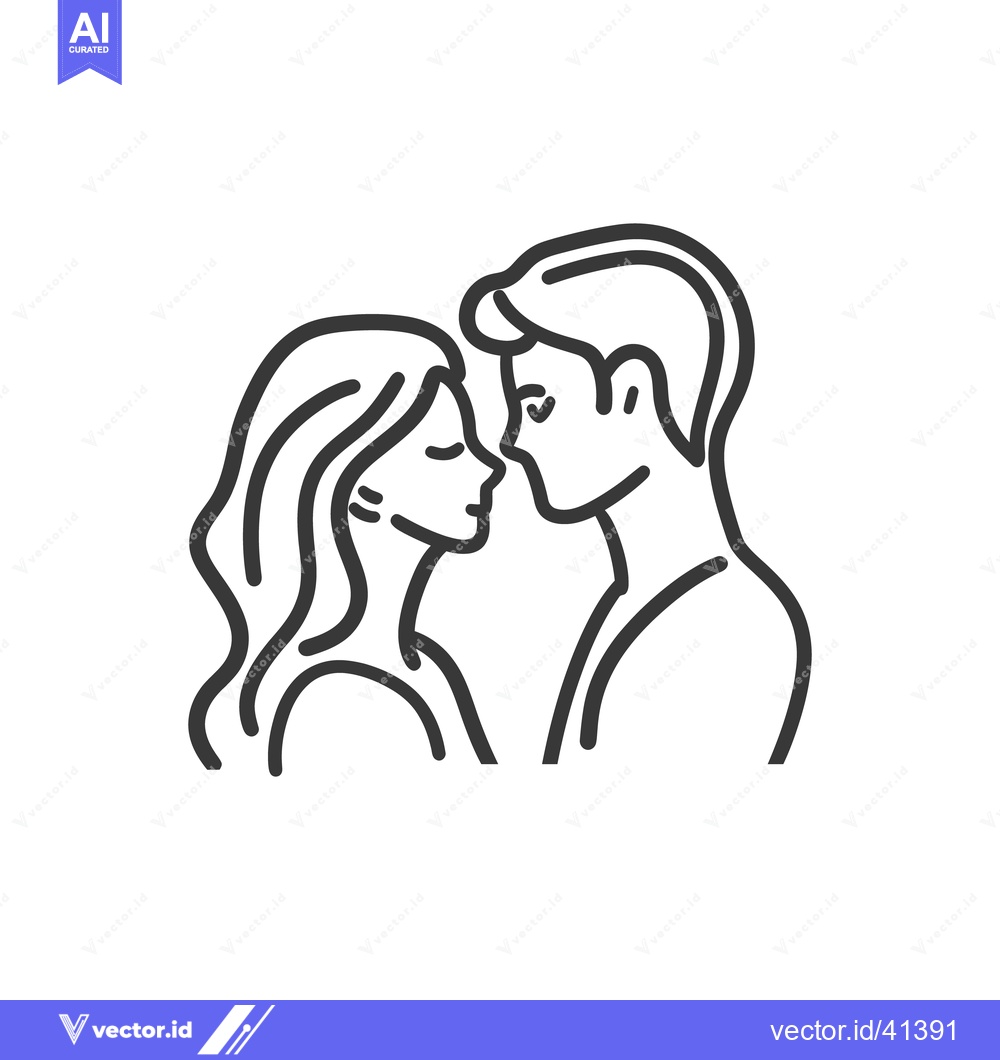 Premium Vector dari A linear illustration depicting a man and woman in intimate closeness