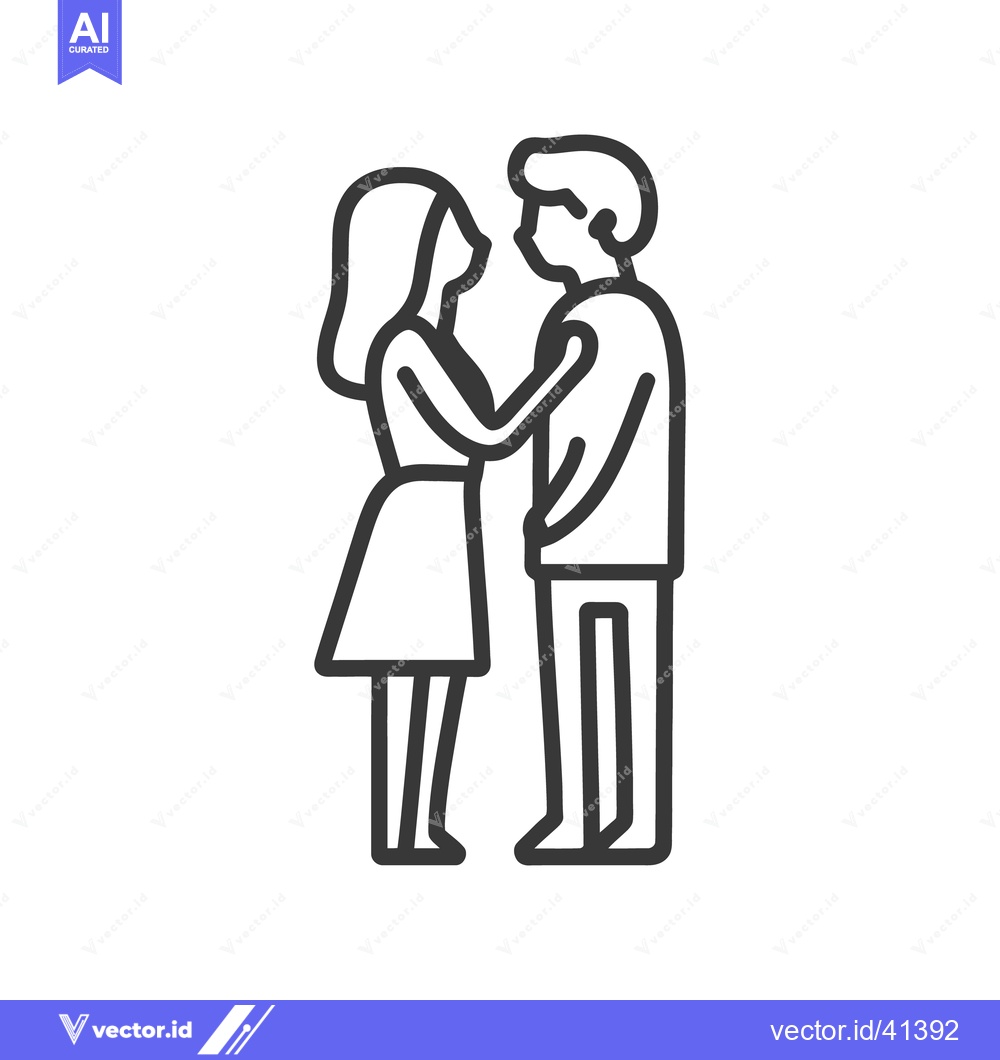 Premium Vector dari A stylized illustration of a loving couple standing close together