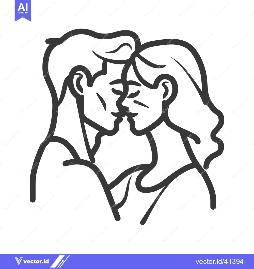 Premium Vector dari Two people share a tender kiss while embracing each other closely