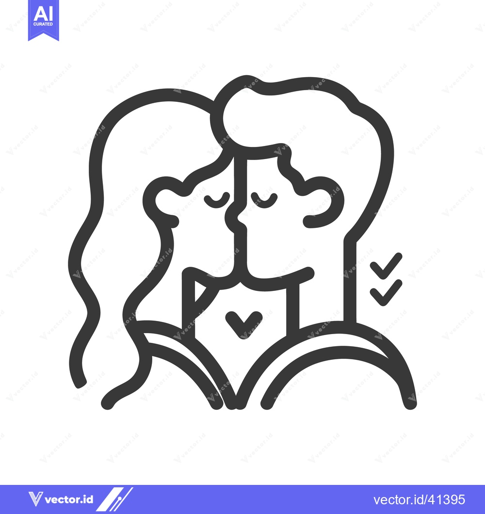 Premium Vector dari An outline illustration depicts a romantic embrace between two people