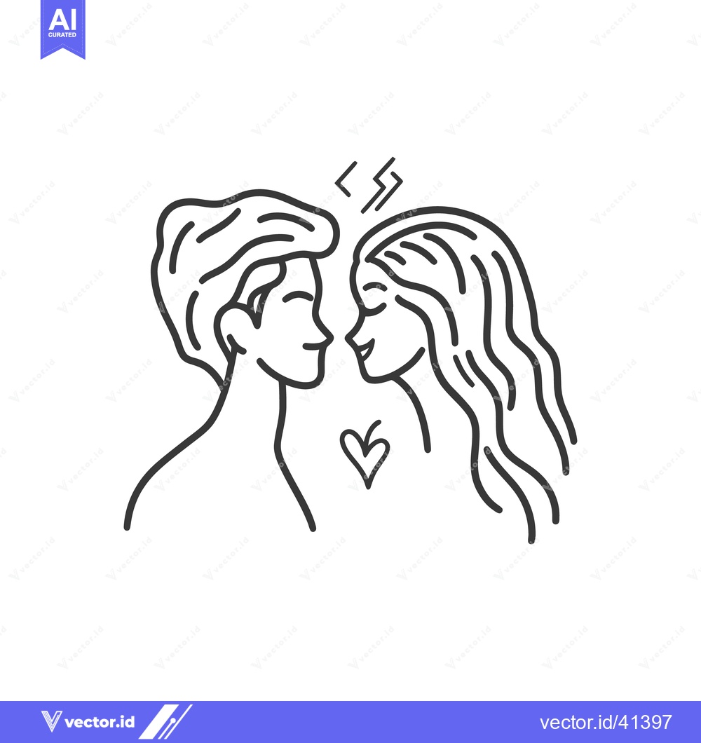 Premium Vector dari Two people are looking into each other with heart shapes between them