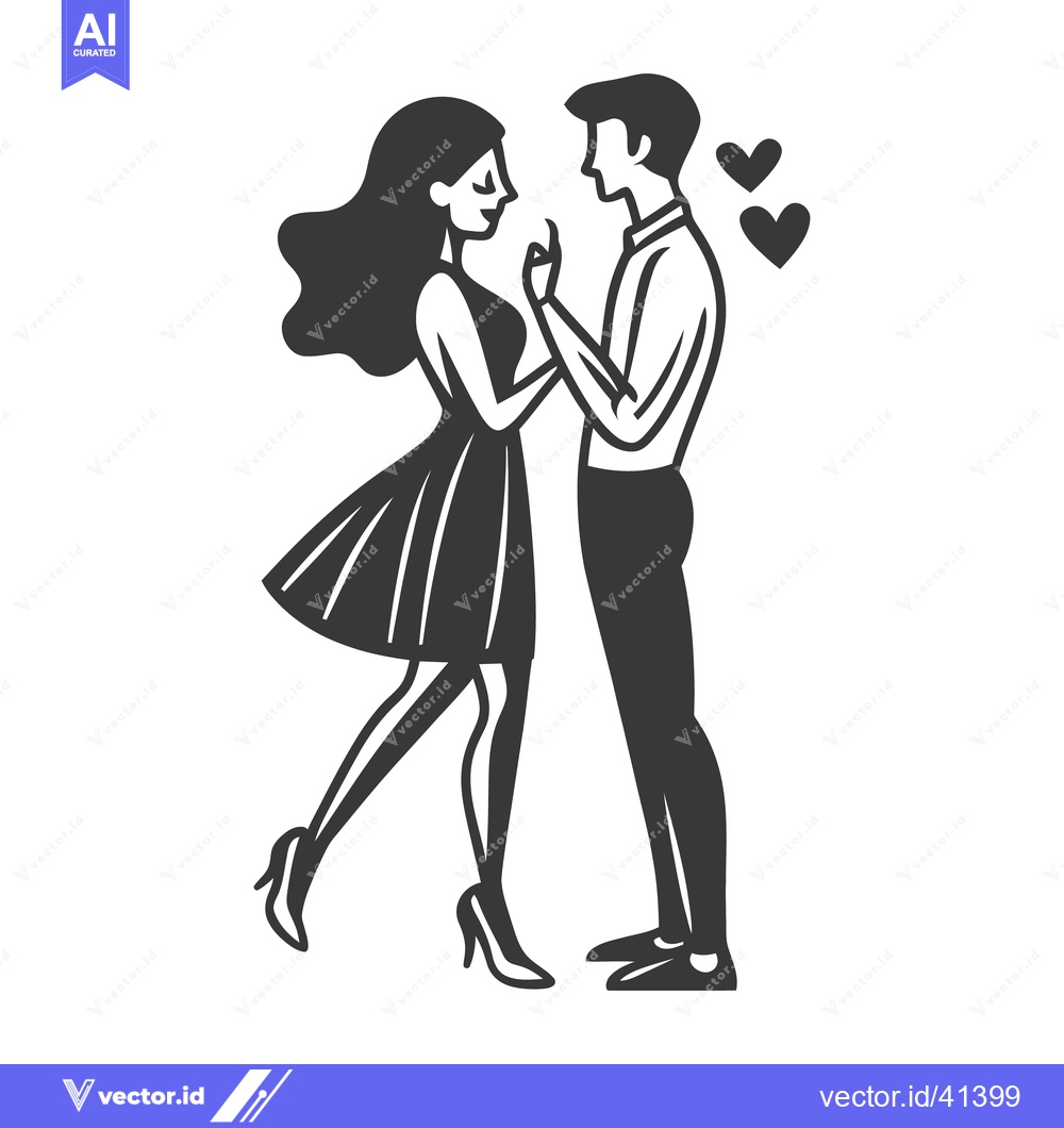 Premium Vector dari A loving couple holds hands while looking lovingly at each other