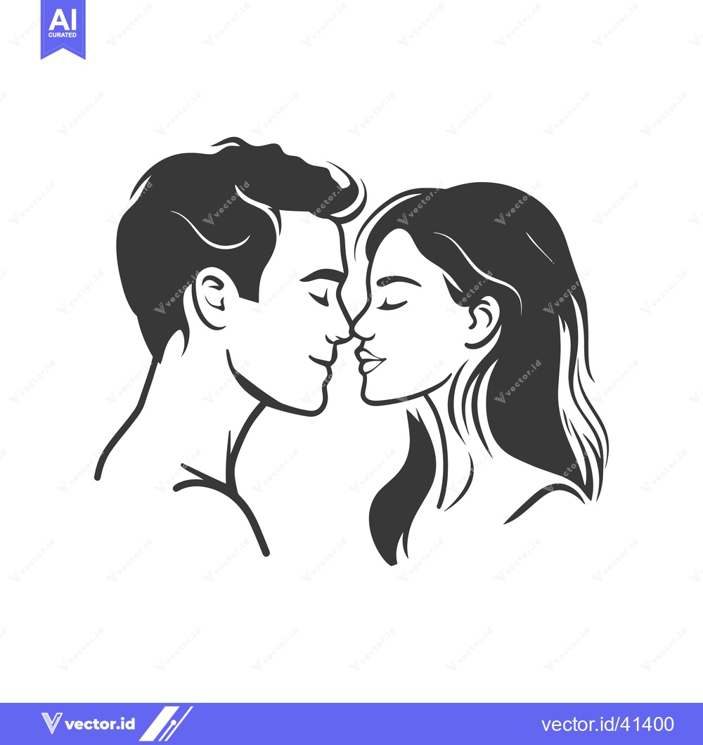 Premium Vector of A couple shares an intimate moment with a gentle touch