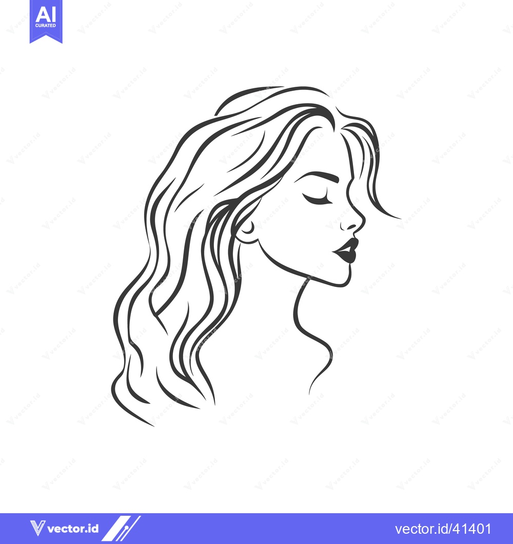 Premium Vector of A beautiful illustration of a womans profile with flowing hair