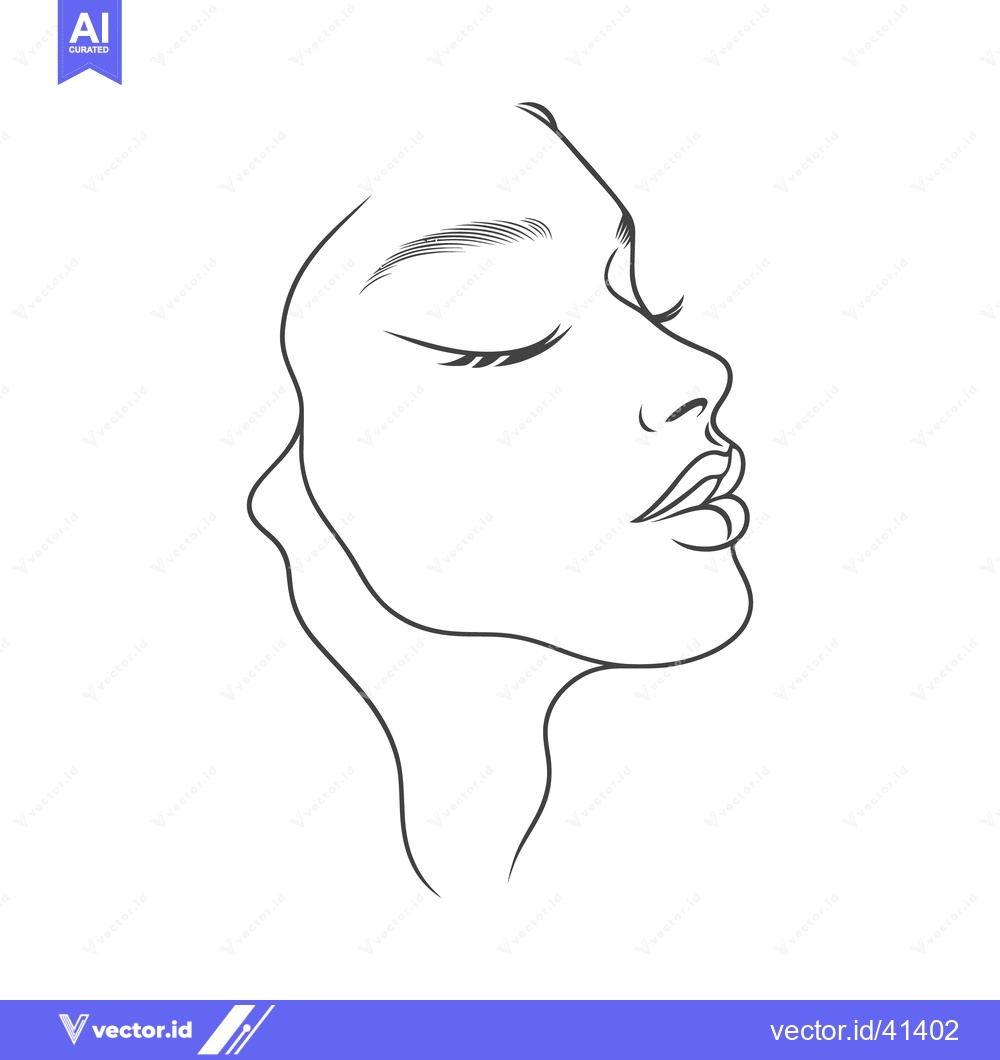 Premium Vector dari A minimalist black line drawing of a womans profile