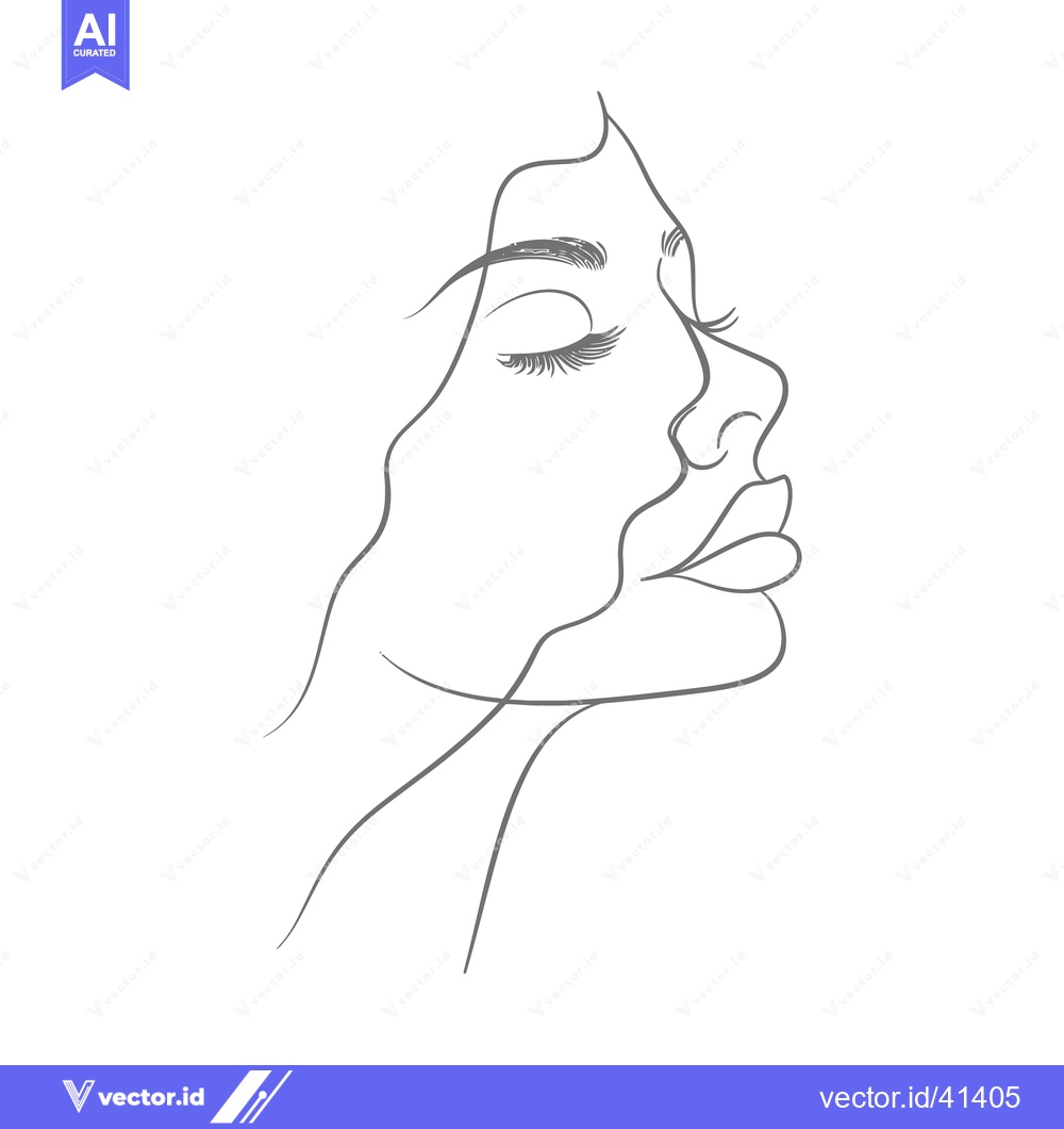 Premium Vector of A single line art illustration depicting a face in profile