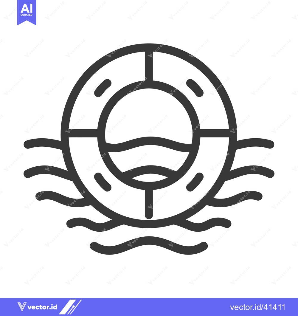 Premium Vector of A circular life buoy floating gently on textured water waves