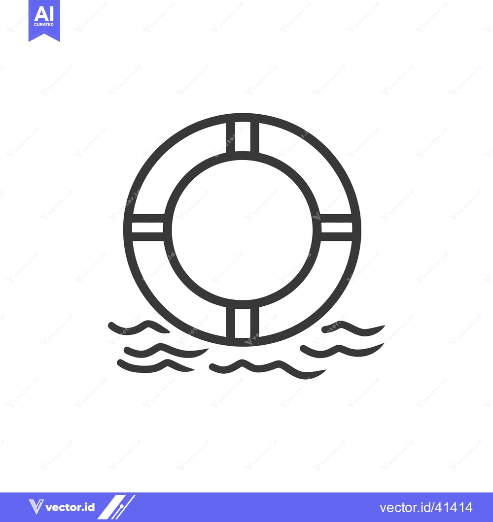 Premium Vector dari A monochrome illustration depicting a life ring floating in the water