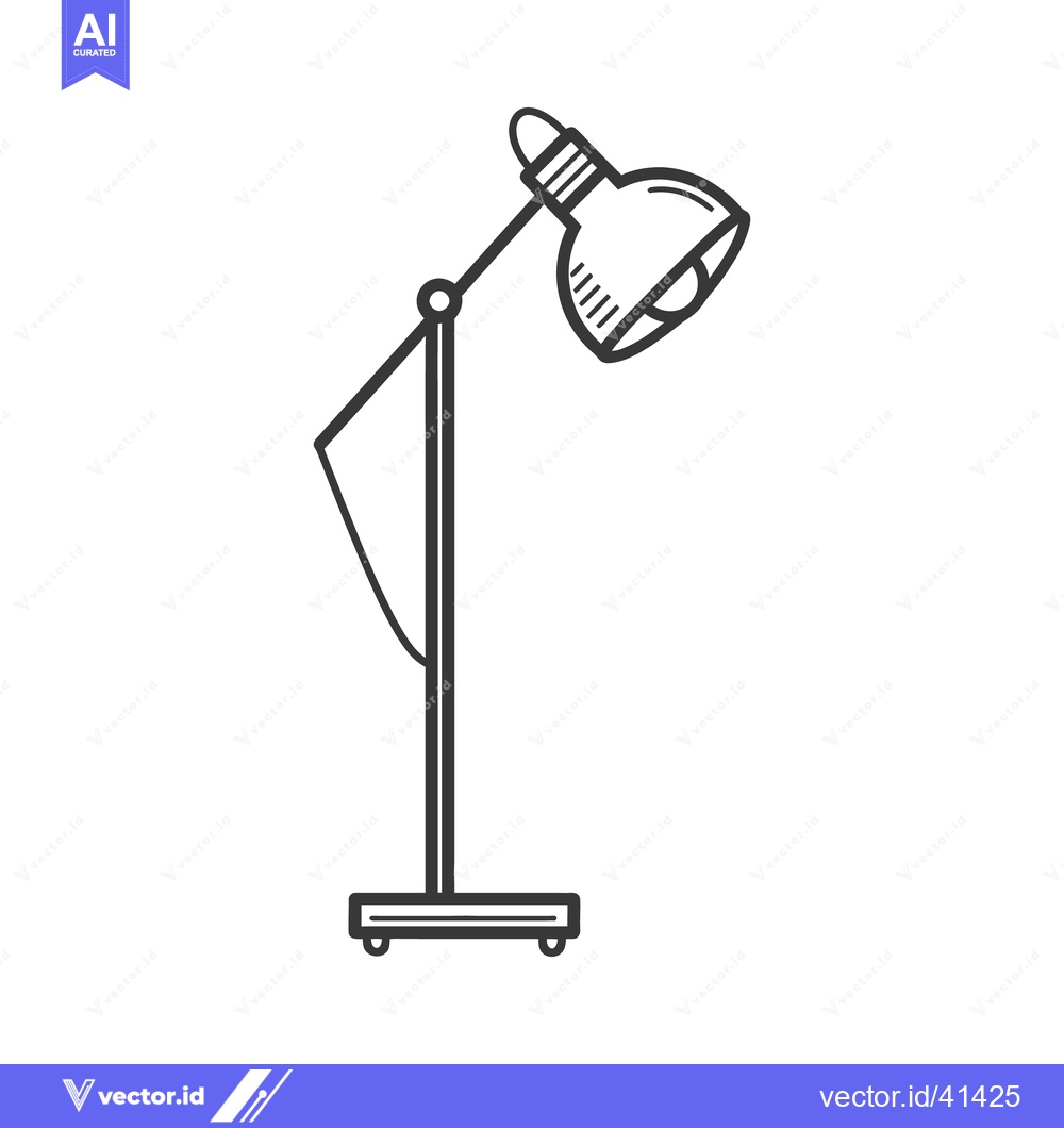 Premium Vector dari Minimalist Floor Lamp Illustration with Adjustable Shade and Stand