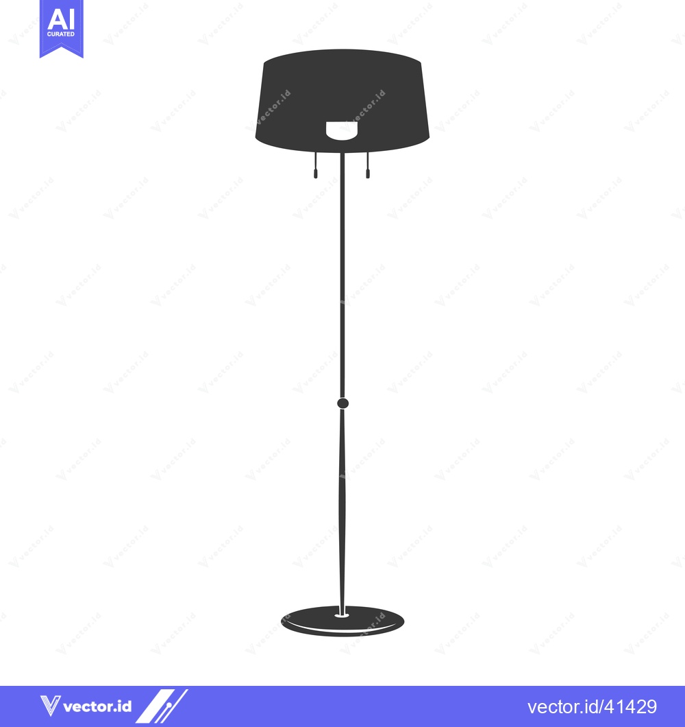 Premium Vector dari Floor lamp with a round shade and a slender base