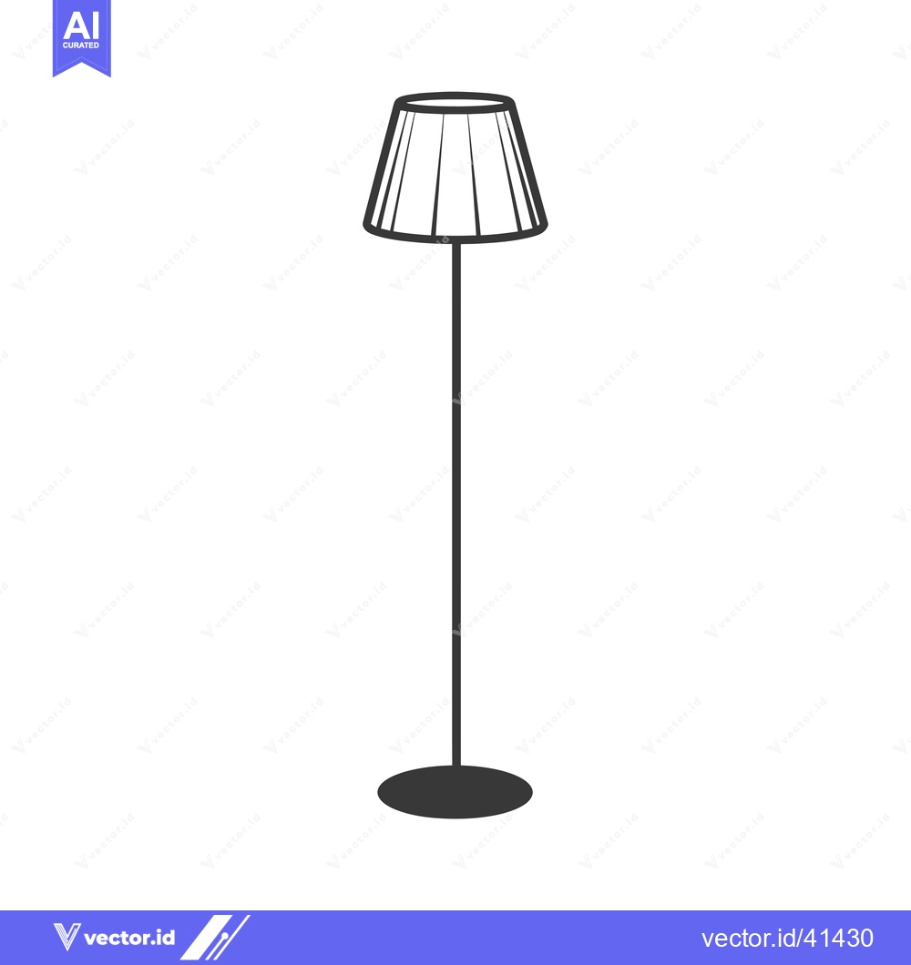 Premium Vector dari Floor Lamp with Pleated Shade and Circular Base