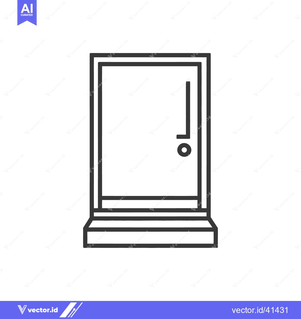 Premium Vector dari An illustrated black and white line drawing of a closed door