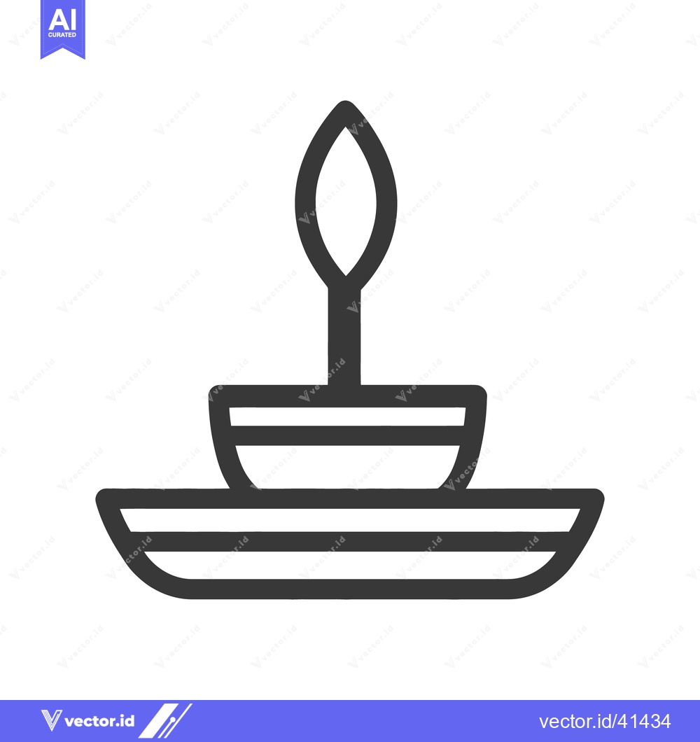 Premium Vector of Simple illustration of a candle resting on a tiered dish