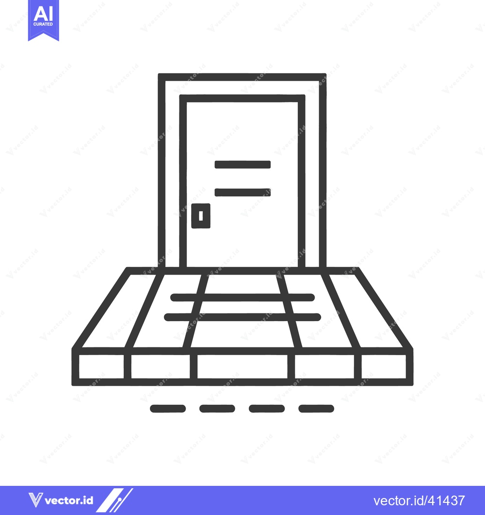 Premium Vector dari A simple illustration depicts an entrance door with a platform