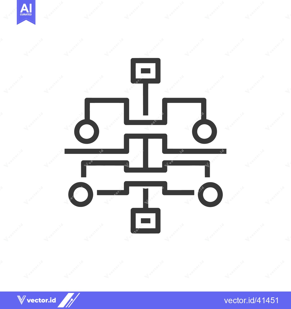 Premium Vector dari Minimalist Flowchart Icon: Hierarchical Structure with Circular Nodes