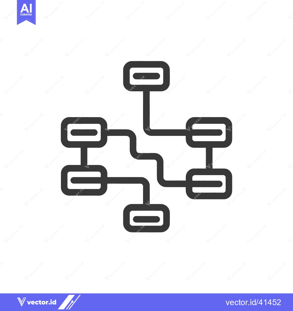 Premium Vector of Minimalist Network Diagram: Interconnected Nodes with Rounded Rectangl