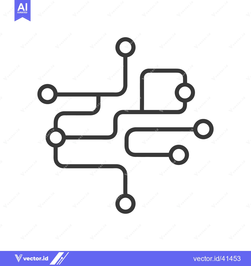 Premium Vector of Minimalist Circuit Board Icon with Rounded Connections on White Backgr