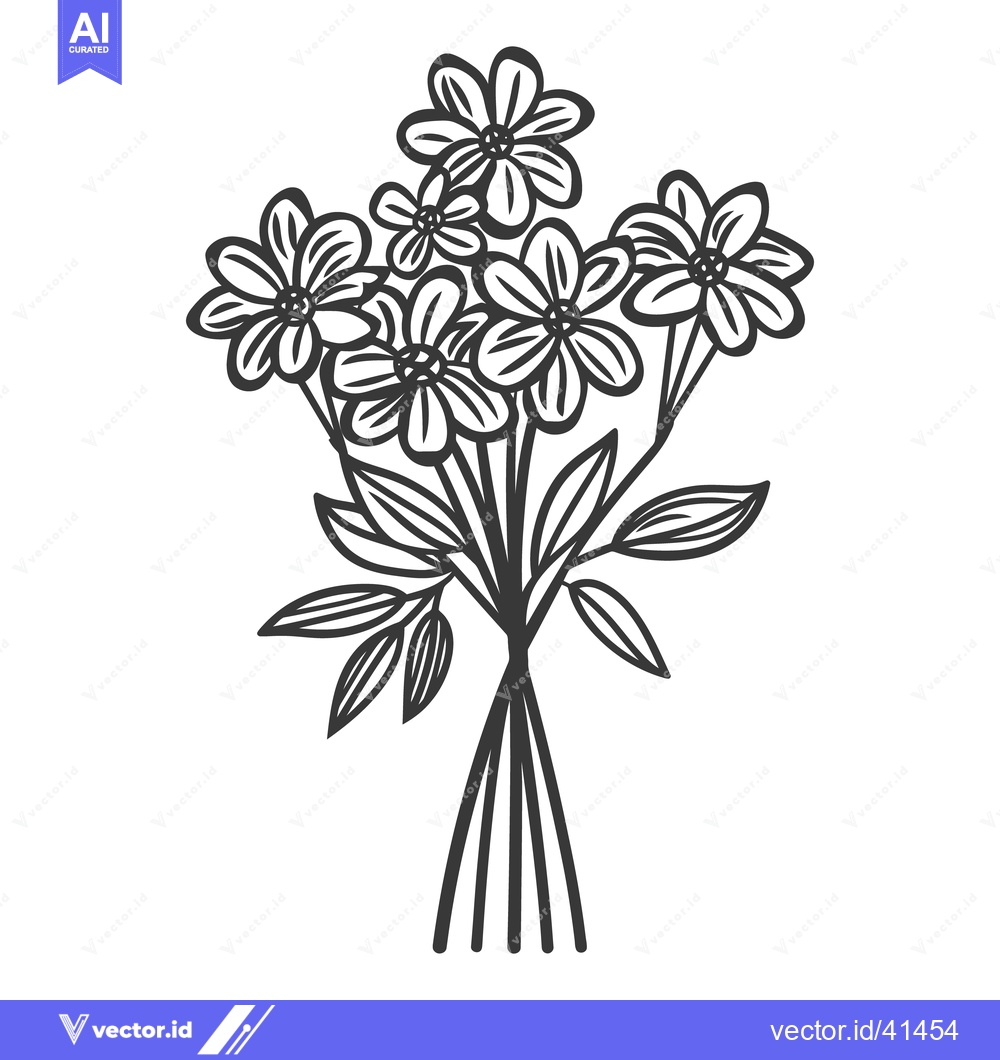 Premium Vector of A collection of flowers with leaves neatly tied together