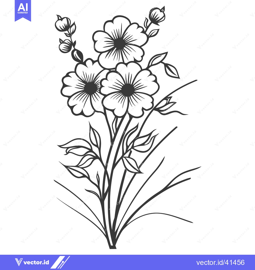 Premium Vector dari Detailed artistic illustration of a collection of various blooming flo