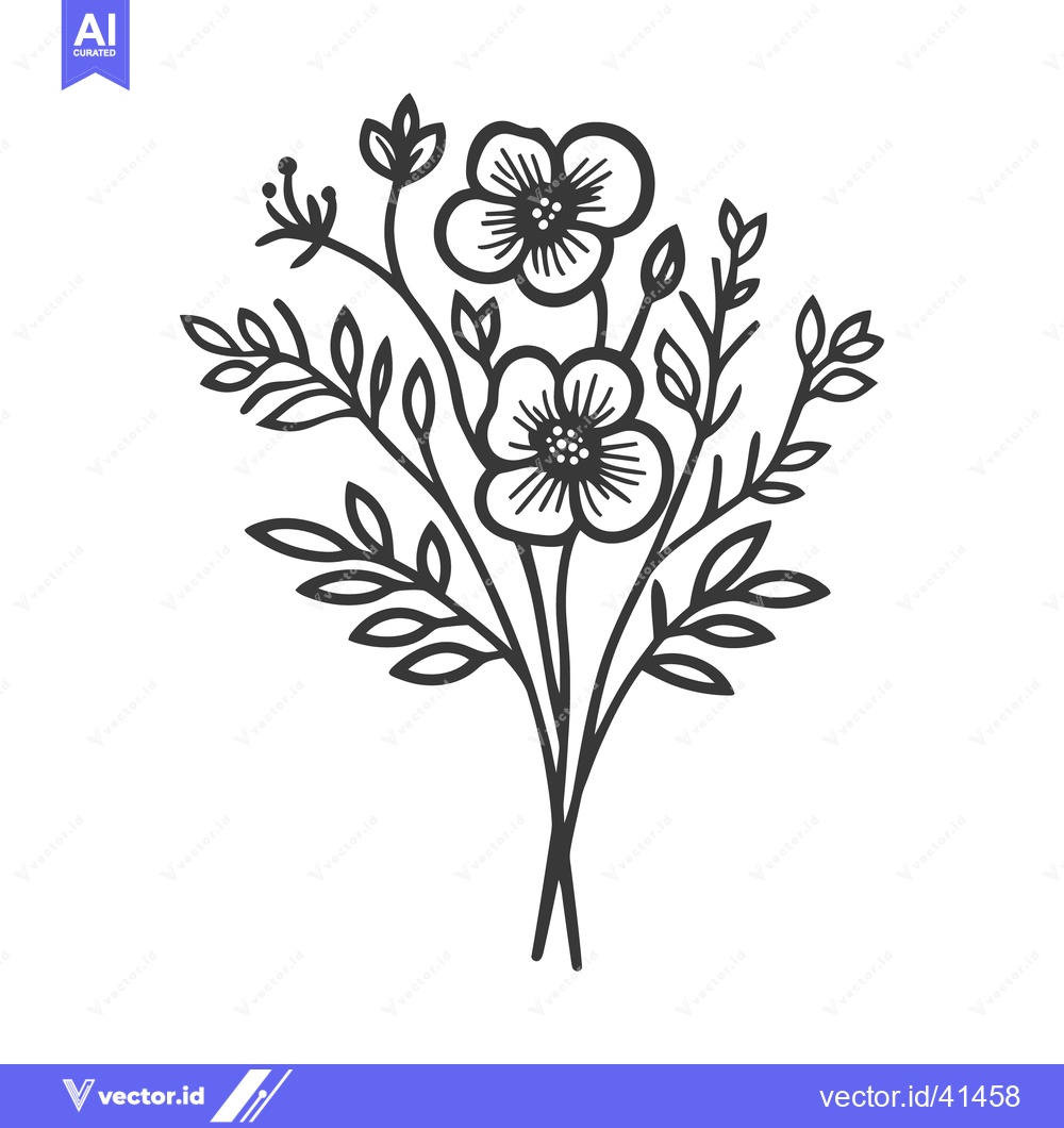 Premium Vector dari A simple black and white illustration of a floral bouquet design