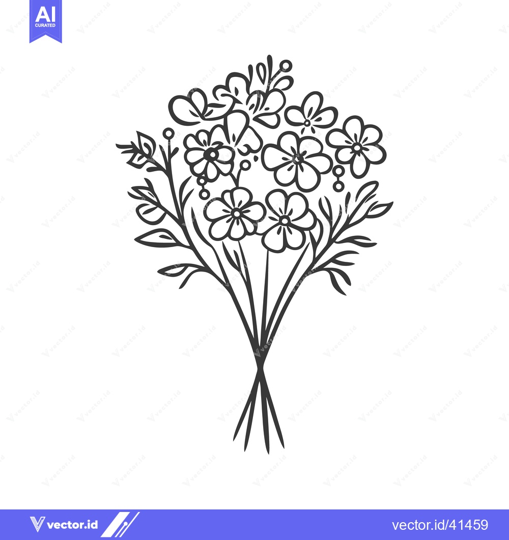 Premium Vector of A delicate black and white illustration of a flower bouquet