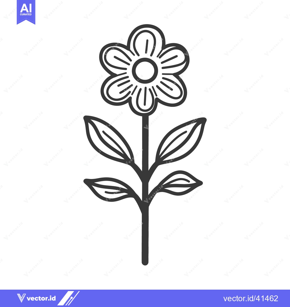 Premium Vector of A simple illustration depicting a floral plant with leaves