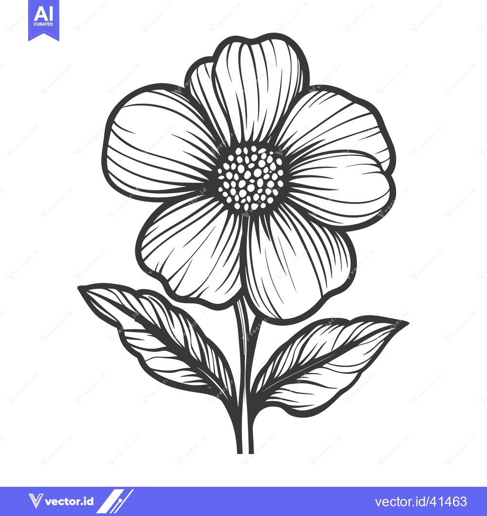 Premium Vector of A detailed black and white illustration of a stylized flower