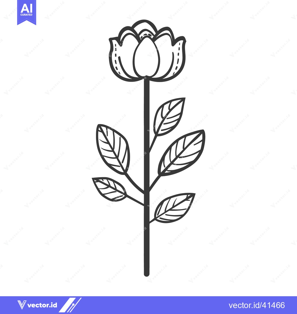 Premium Vector dari A simple black and white illustration of a blossoming flower