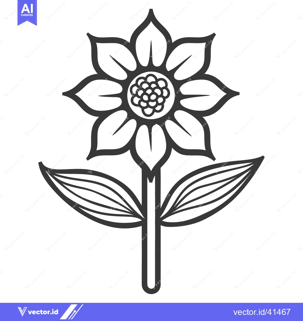 Premium Vector dari Simple black and white drawing of a single flower plant