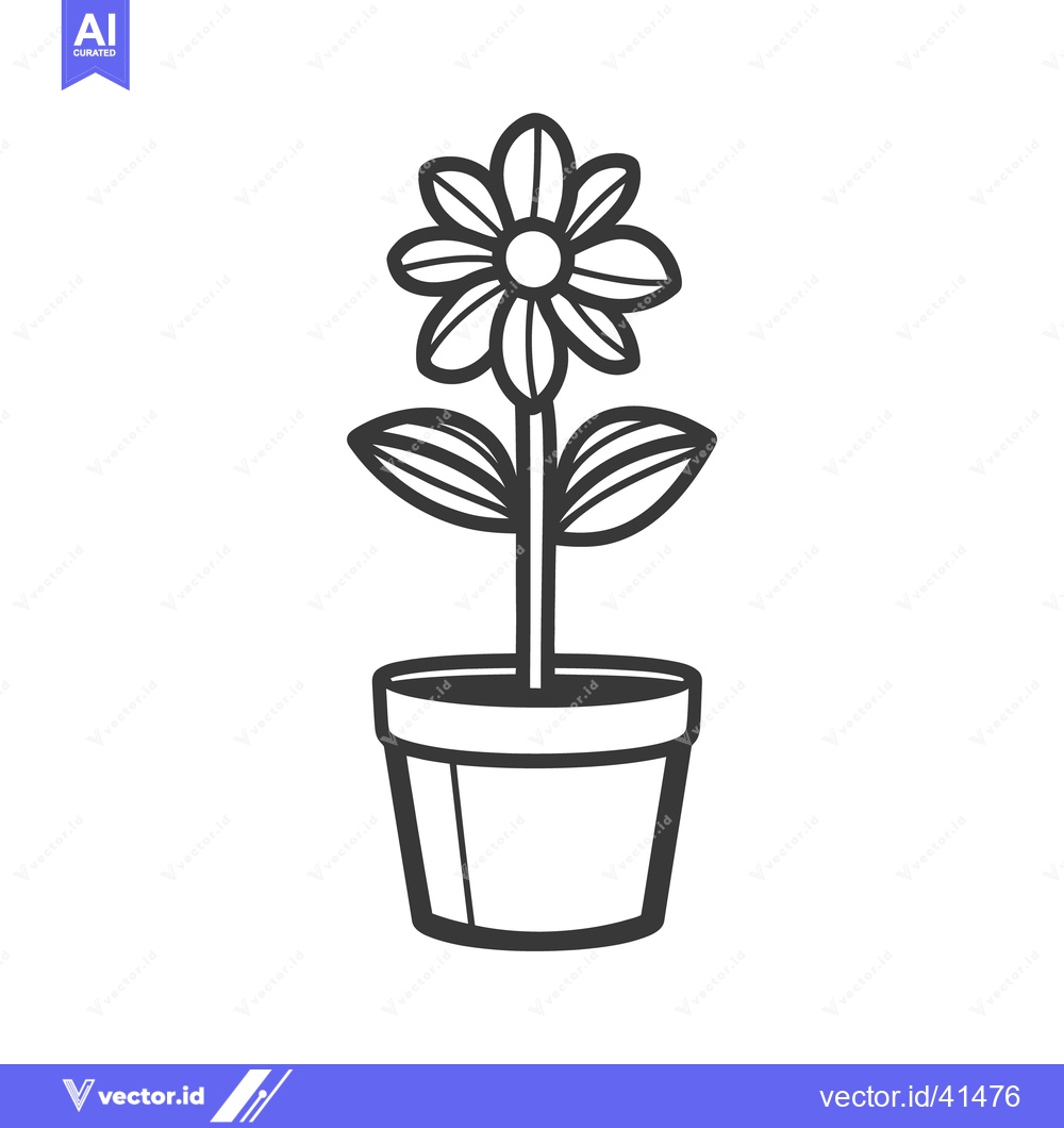 Premium Vector of A stylized illustration showing a flower growing in a pot