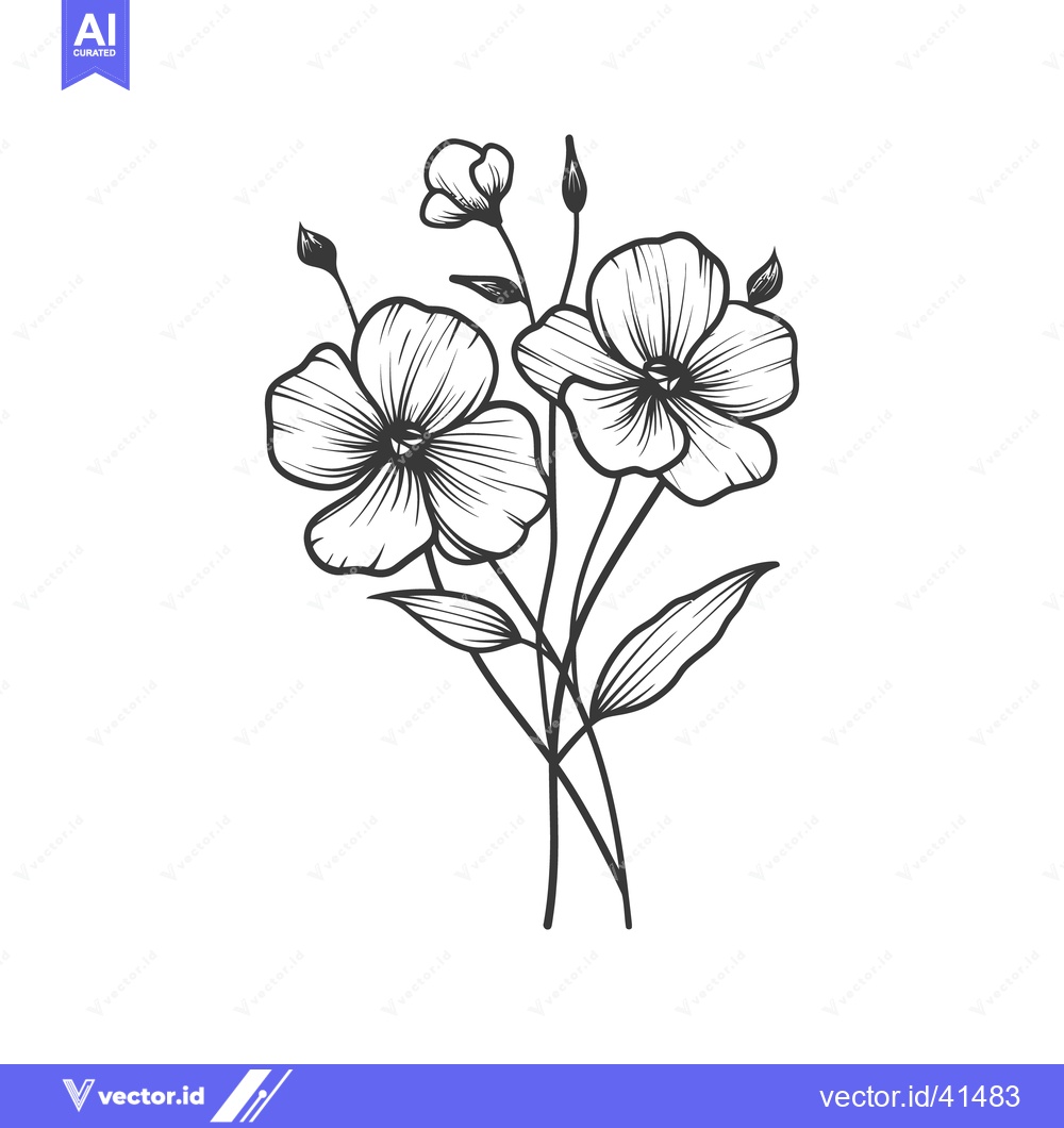 Premium Vector of A delicate detailed illustration of blooming flowers and green leaves