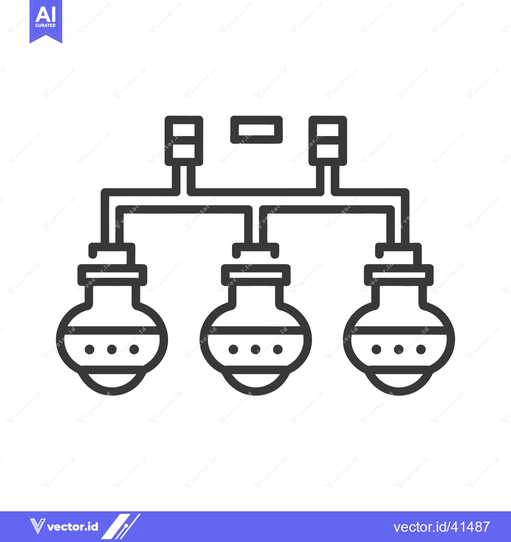 Premium Vector dari Minimalist Icon of Three Connected Chemical Flasks for Experimentation