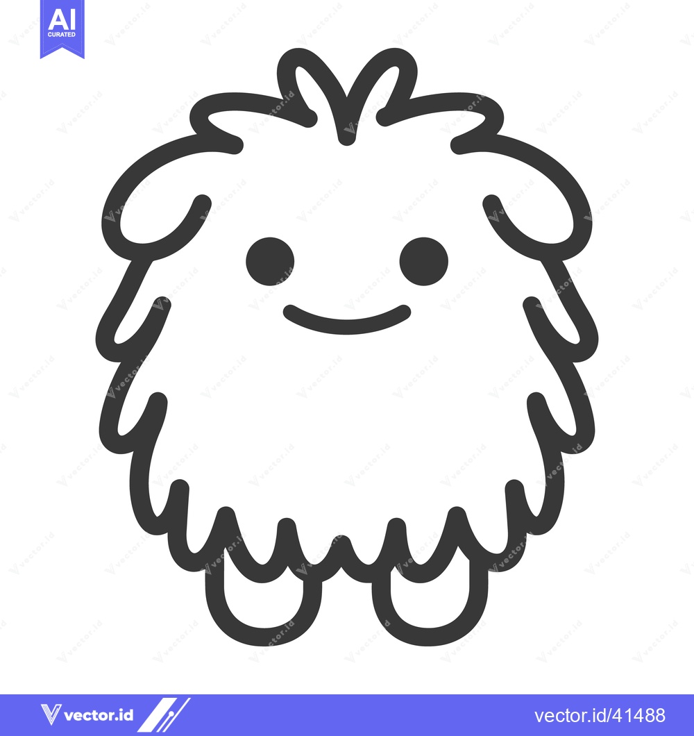Premium Vector dari A simplified drawing of a fluffy smiling cartoon creature