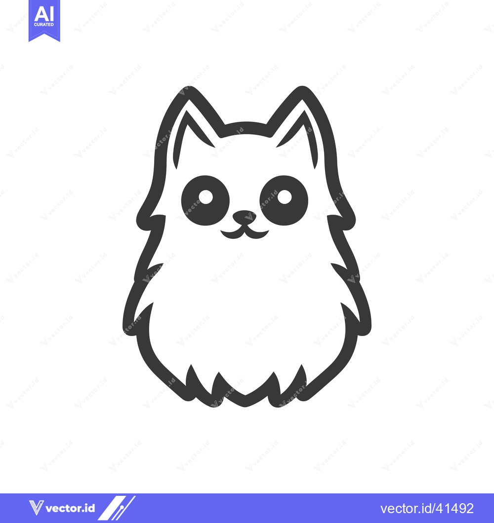 Premium Vector of A simple black and white cartoon illustration of a fluffy animal