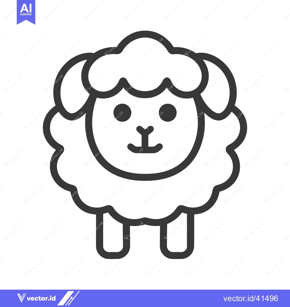 Premium Vector dari An adorable line drawing of a fluffy sheep animal