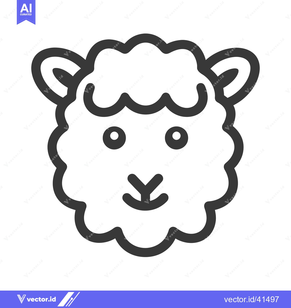 Premium Vector of A simple linear illustration depicts a cute lamb face icon