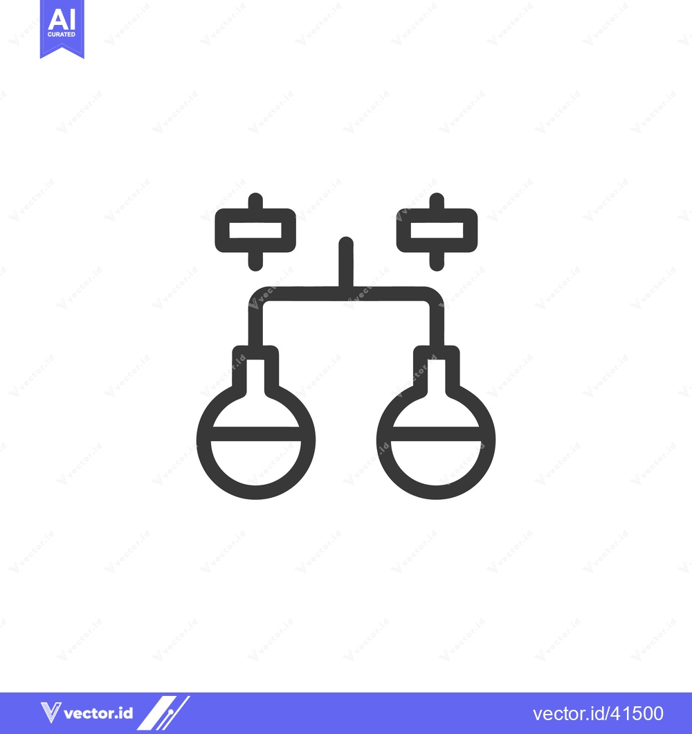 Premium Vector dari Chemical Reaction: Minimalist Icon of Two Flasks Connected to Rectangl