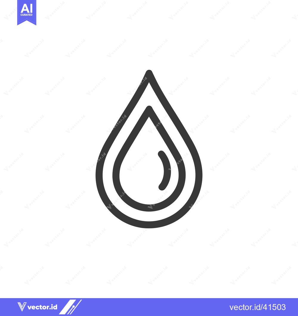 Premium Vector dari Minimalist Water Drop Icon with Double Outline on White Background