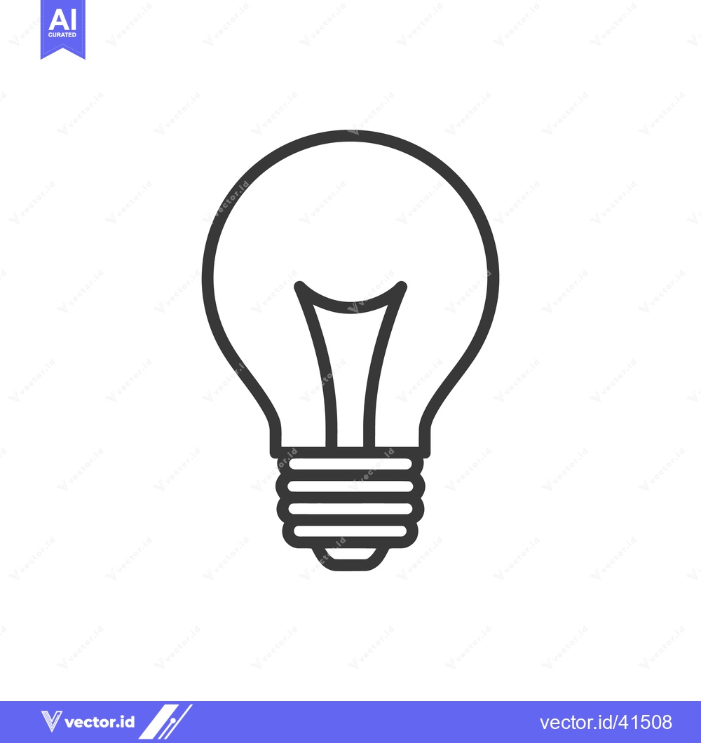 Premium Vector dari Minimalist Light Bulb Icon: Simple Black Outline on White Background
