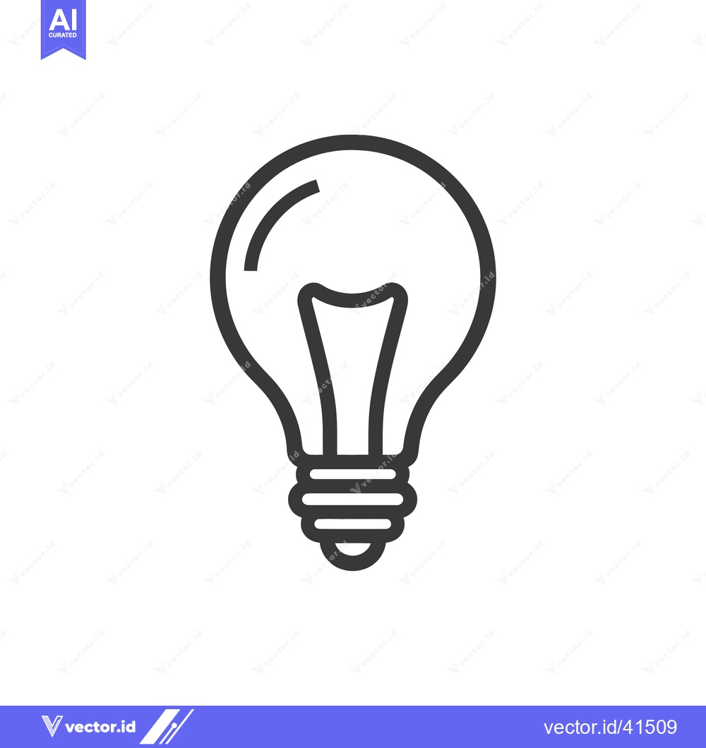 Premium Vector of Minimalist Light Bulb Icon: Bold Outline on White Background, Idea Sym