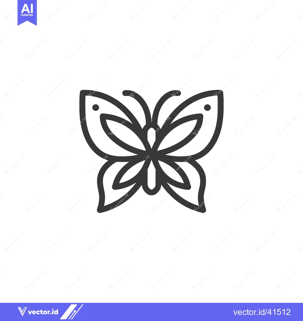 Premium Vector dari Elegant Butterfly Outline Icon on White Background, Minimalist Design