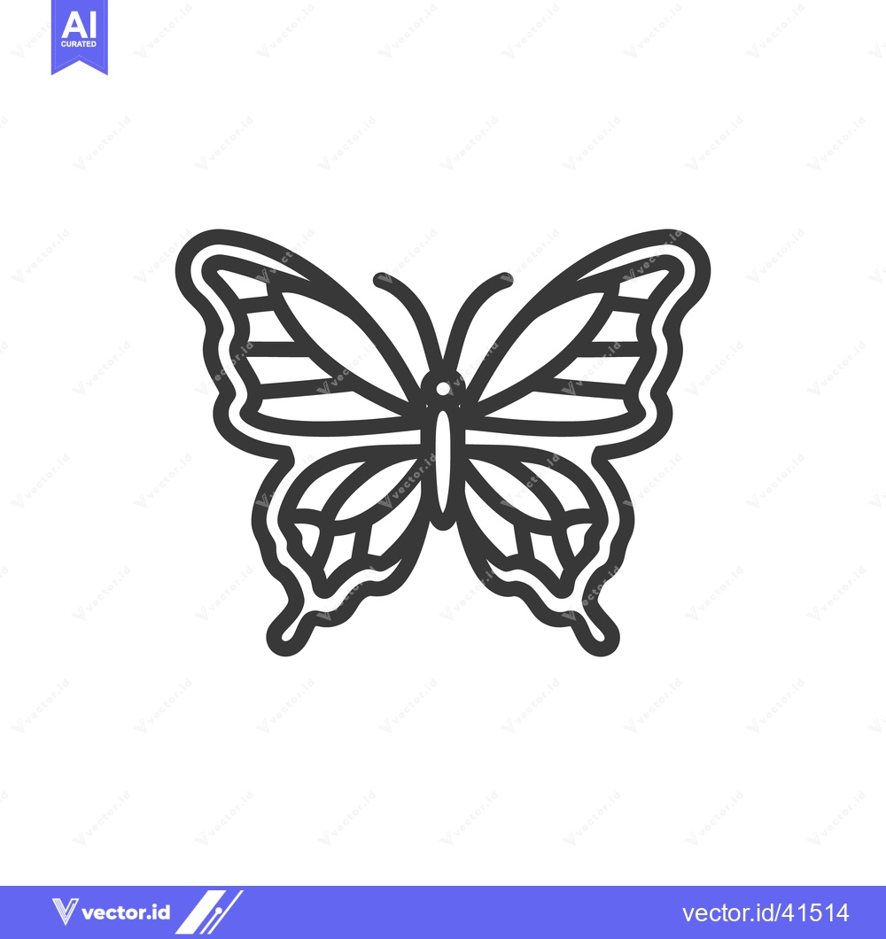 Premium Vector dari Elegant Butterfly Outline: Minimalist Design with Intricate Wing Detai