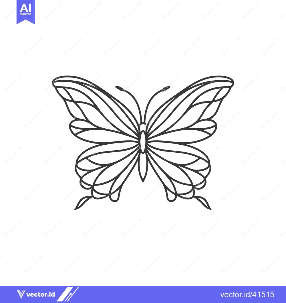 Premium Vector of Elegant Butterfly Outline: Minimalist Design on White Background