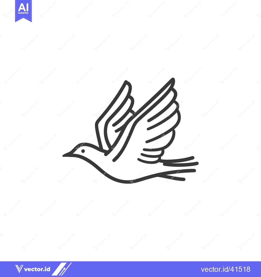 Premium Vector of A simple black outline of a dove in flight is shown