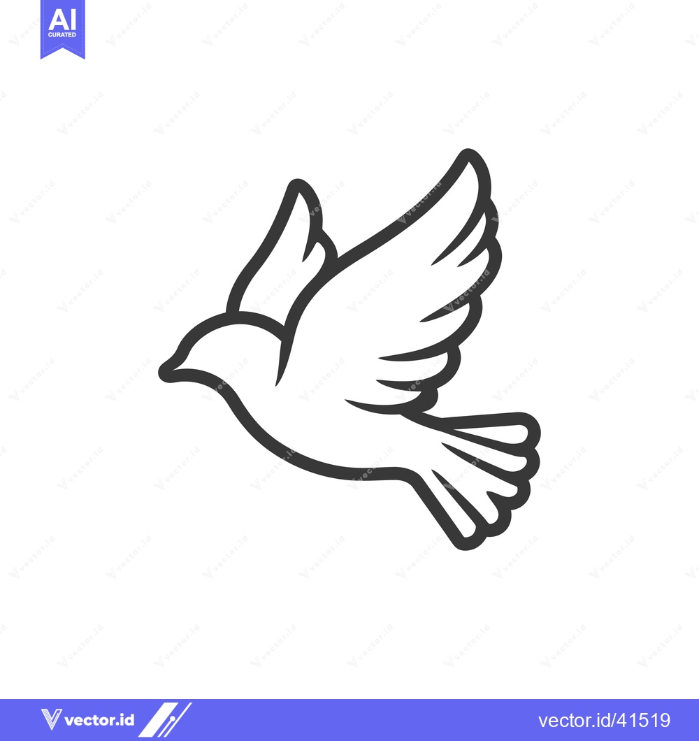 Premium Vector of A simple black and white illustration depicts a flying bird