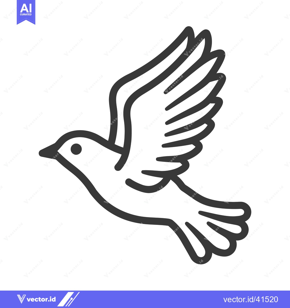 Premium Vector dari A simple outline illustration depicting a flying bird in motion