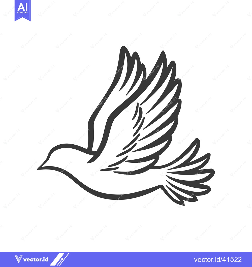 Premium Vector dari A stylized graphic illustration of a dove in flight with extended wing